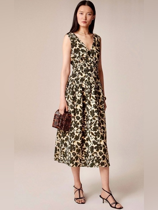 J. Crew Dresses & Skirts - J.Crew Hyacinth V-neck dress in crepe de chine Midi Dress Women’s M (size 8-10)